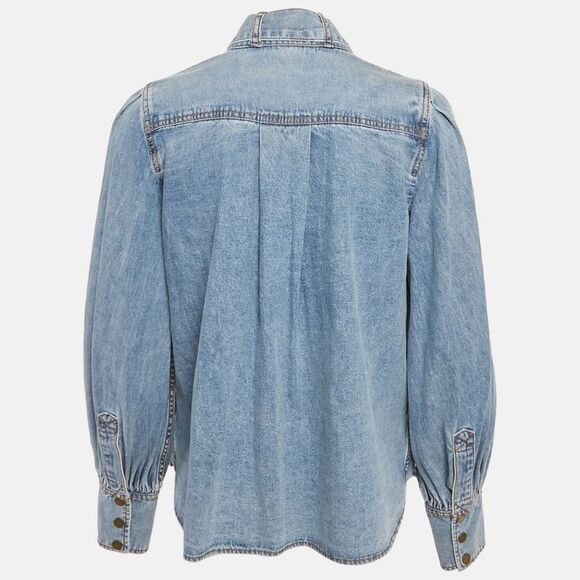 Zimmermann Blue Denim Neck Tie-Up Blouse M - Picture 2 of 5